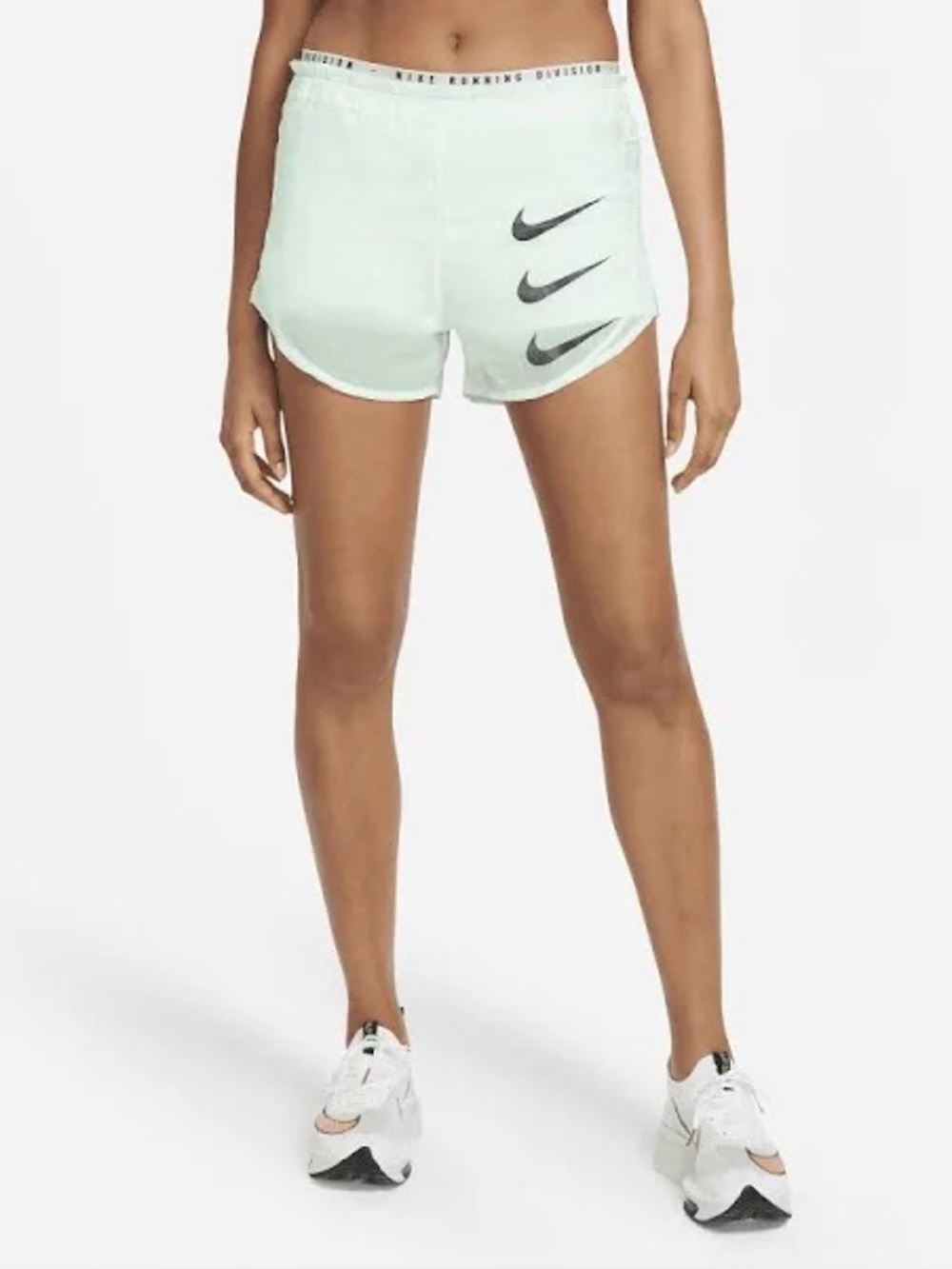 Nike Women’s Light Mint Running Shorts with Triple Swoosh
